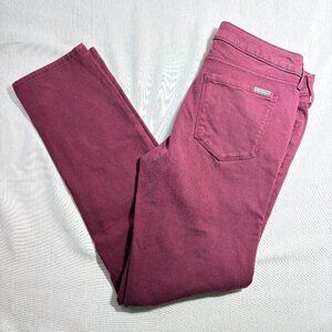 Womens Eddie Bauer Burgundy Maroon Jeans Pants Size 8 Slight Curvy Slim Straight